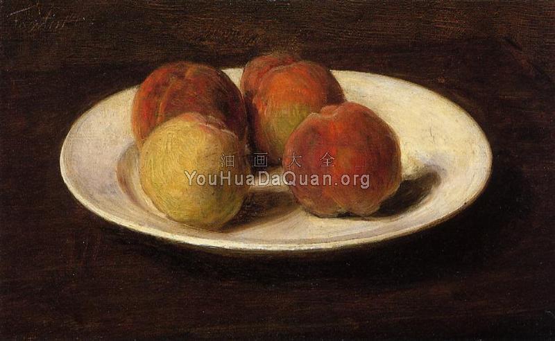 Still Life of Four Peaches - 亨利·方丹·拉图尔